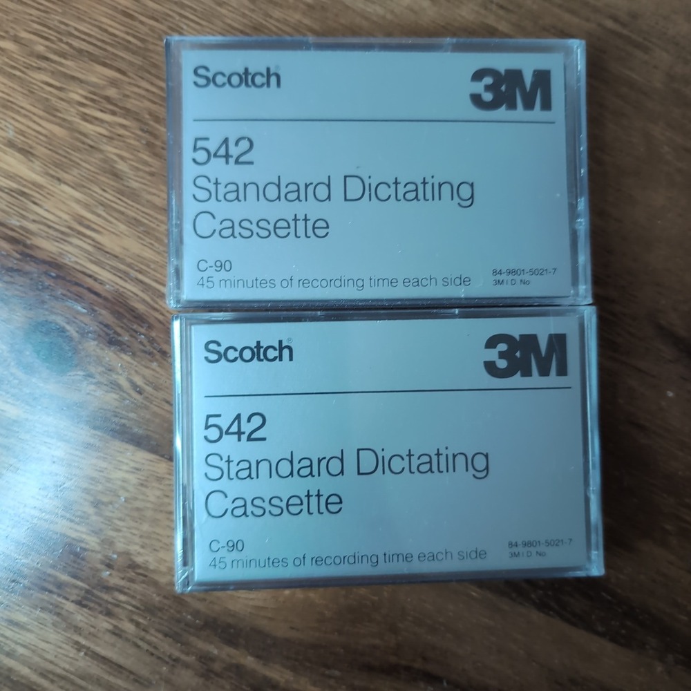 2 Pack Scotch 3M 542 Standard Dictating Cassette C-90 Factory Sealed Vtg Tape